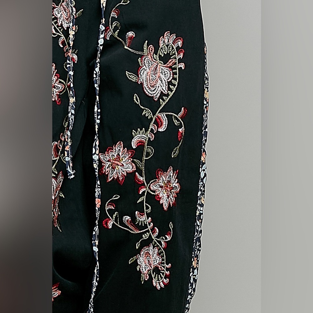 Last 1!! POL Black Track Joggers with Floral Embroidery - Picture 7 of 7